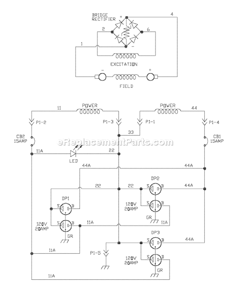 Page E Diagram and Parts List for 030346-1  Briggs and Stratton Generator